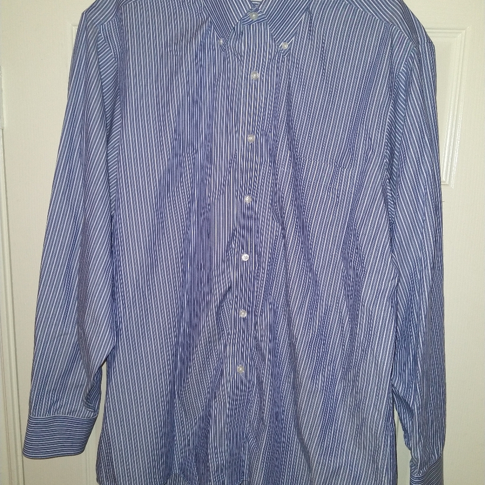 Eagle Shirtmakers 100% Cotton Regular Fit Striped Dress Shirt Men's sz 17-34/35.